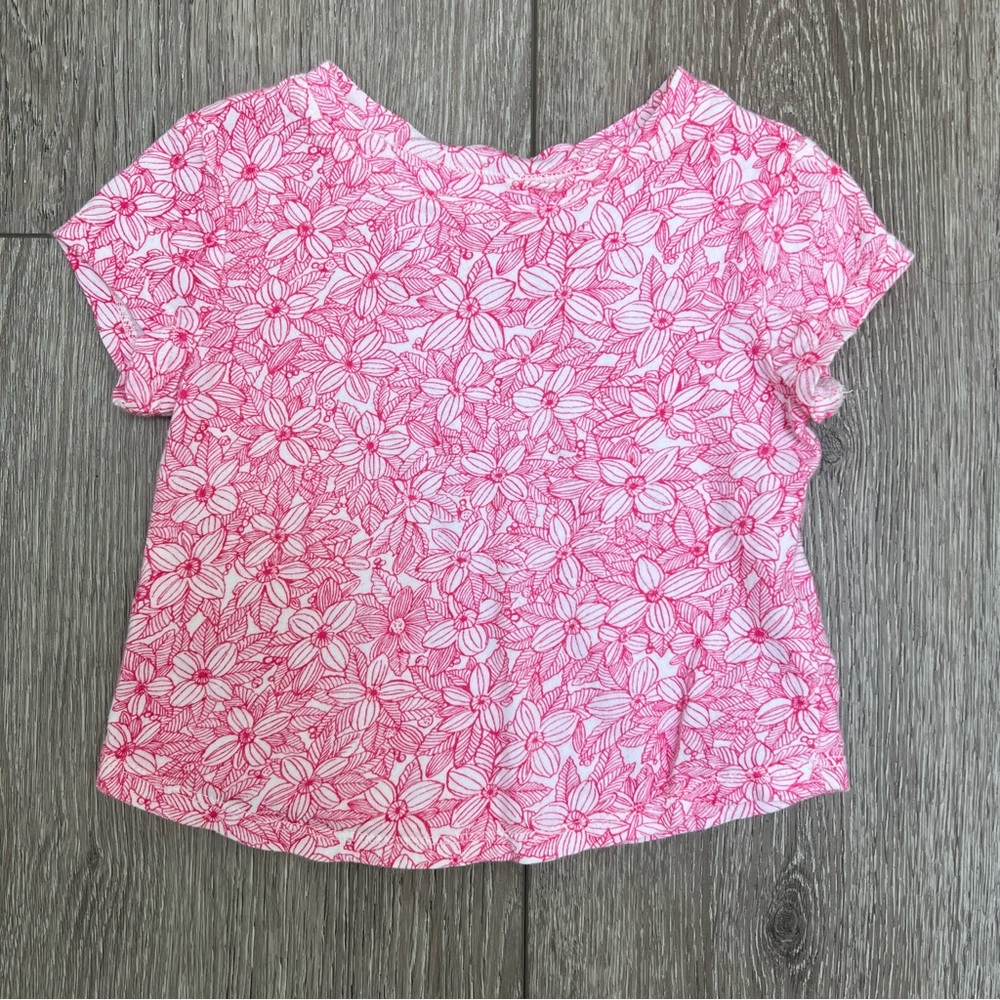 OLD NAVY SHORT SLEEVE T SHIRT FLORAL PINK 12-18MO
